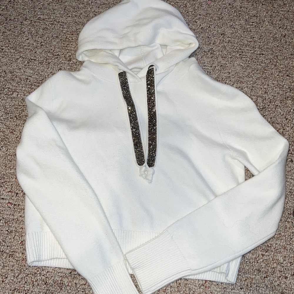 White hooded sweater - Zara